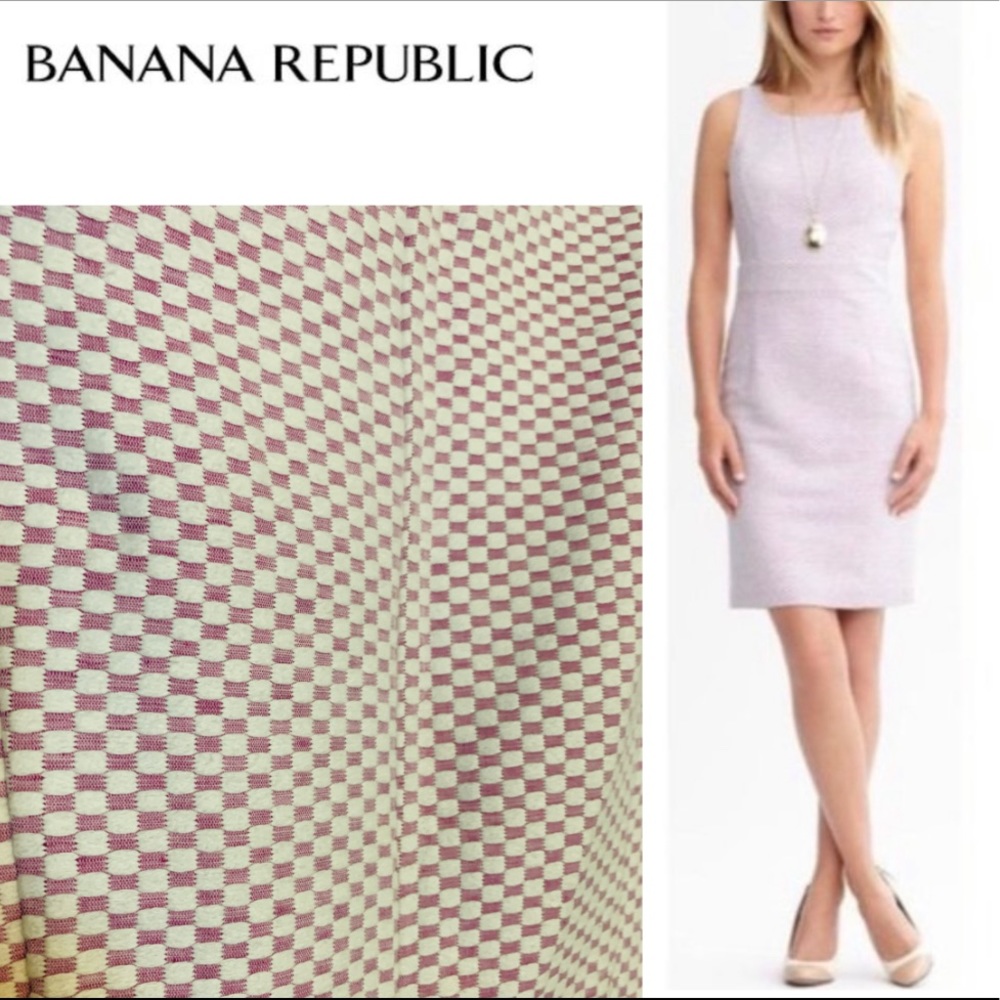 Banana Republic Mayer Pink Woven Check Sheath Dress